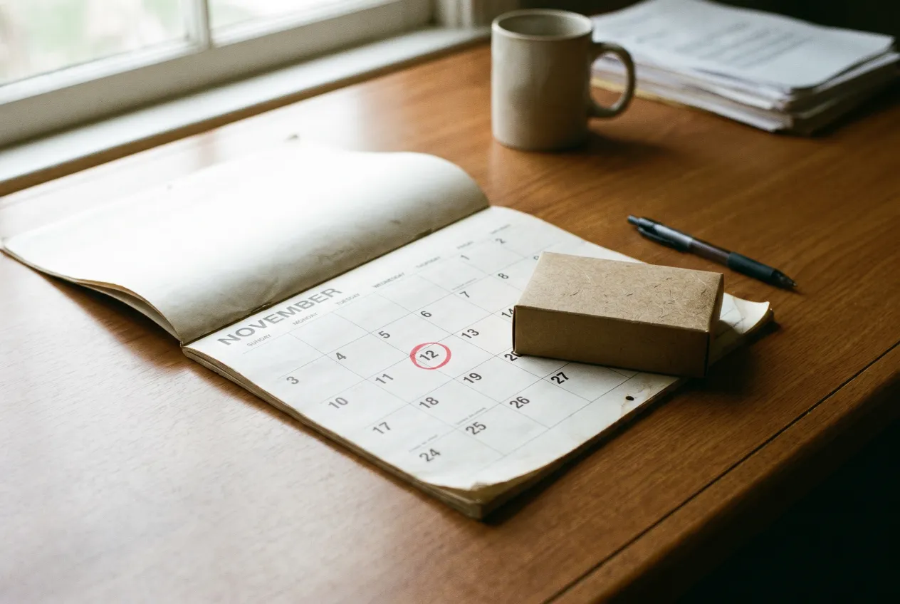 A wall calendar turned to November with the 12th circled in red, signaling the approaching federal hemp deadline